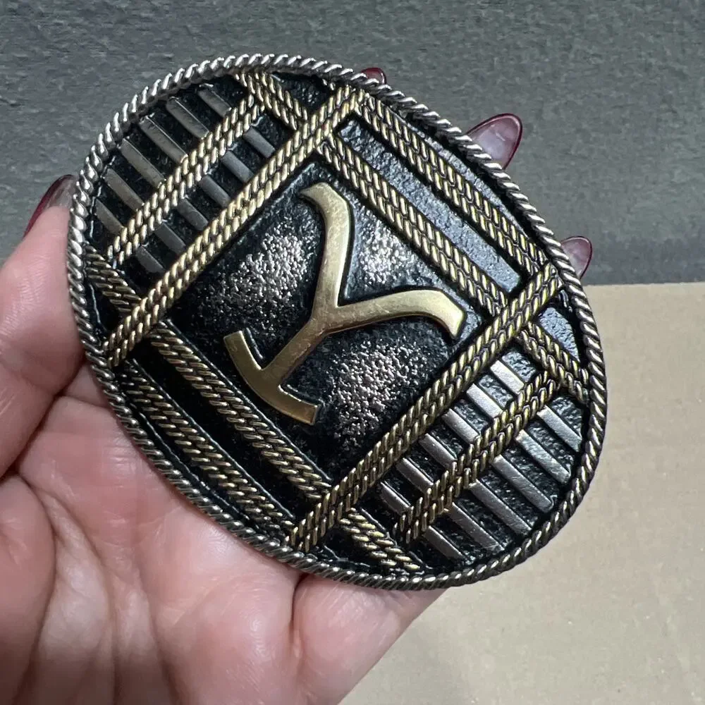 Montana Mens Attitude Silversmiths Yellow Stone Squared Up Oval Belt Buckle